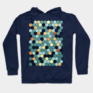 Teal and Gold Hexagon Pattern Hoodie